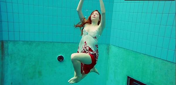  Hairy ginger Polish teen underwater